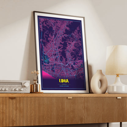 Lima Cyberpunk Map Poster