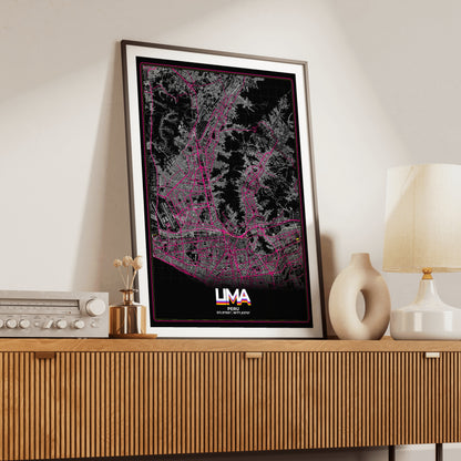 Lima Retro Map Poster
