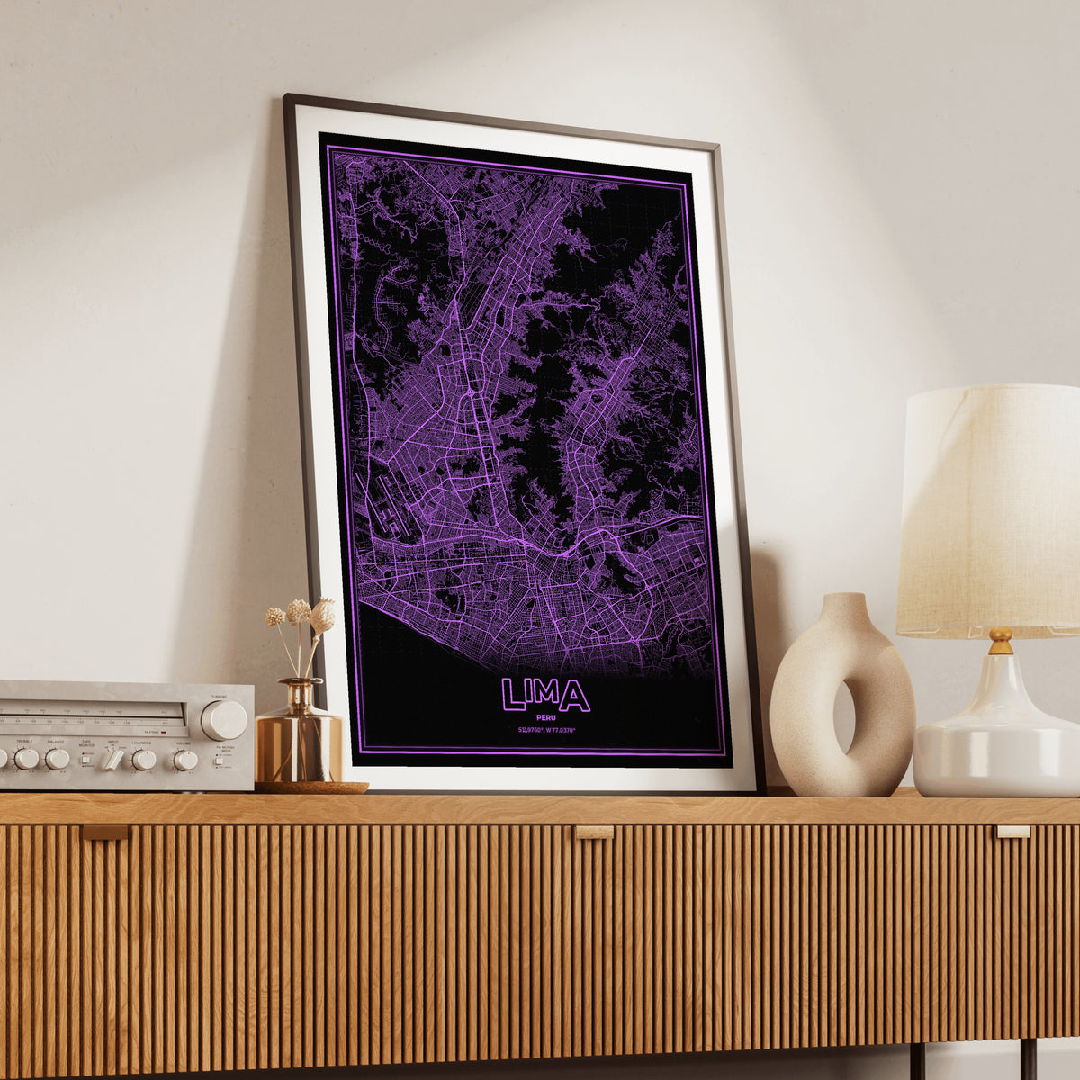 Lima Phosphor Map Poster - EGA Violet