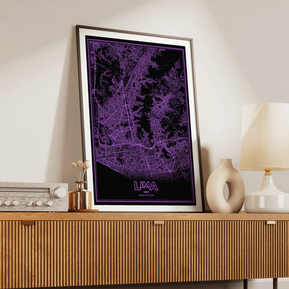 Lima Phosphor Map Poster - EGA Violet
