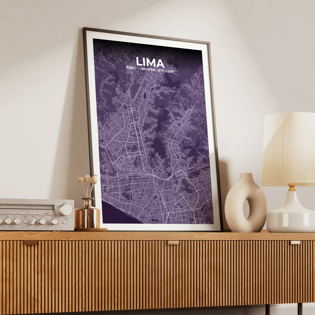 Lima Dusk Map Poster
