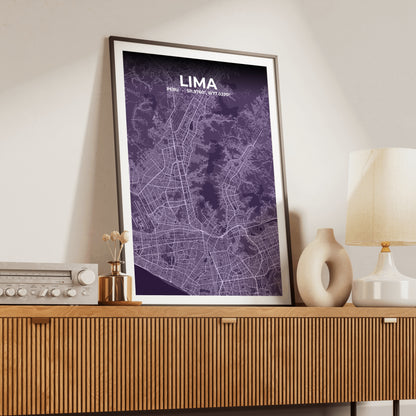Lima Dusk Map Poster