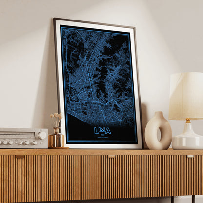 Lima Phosphor Map Poster - IBM Blue