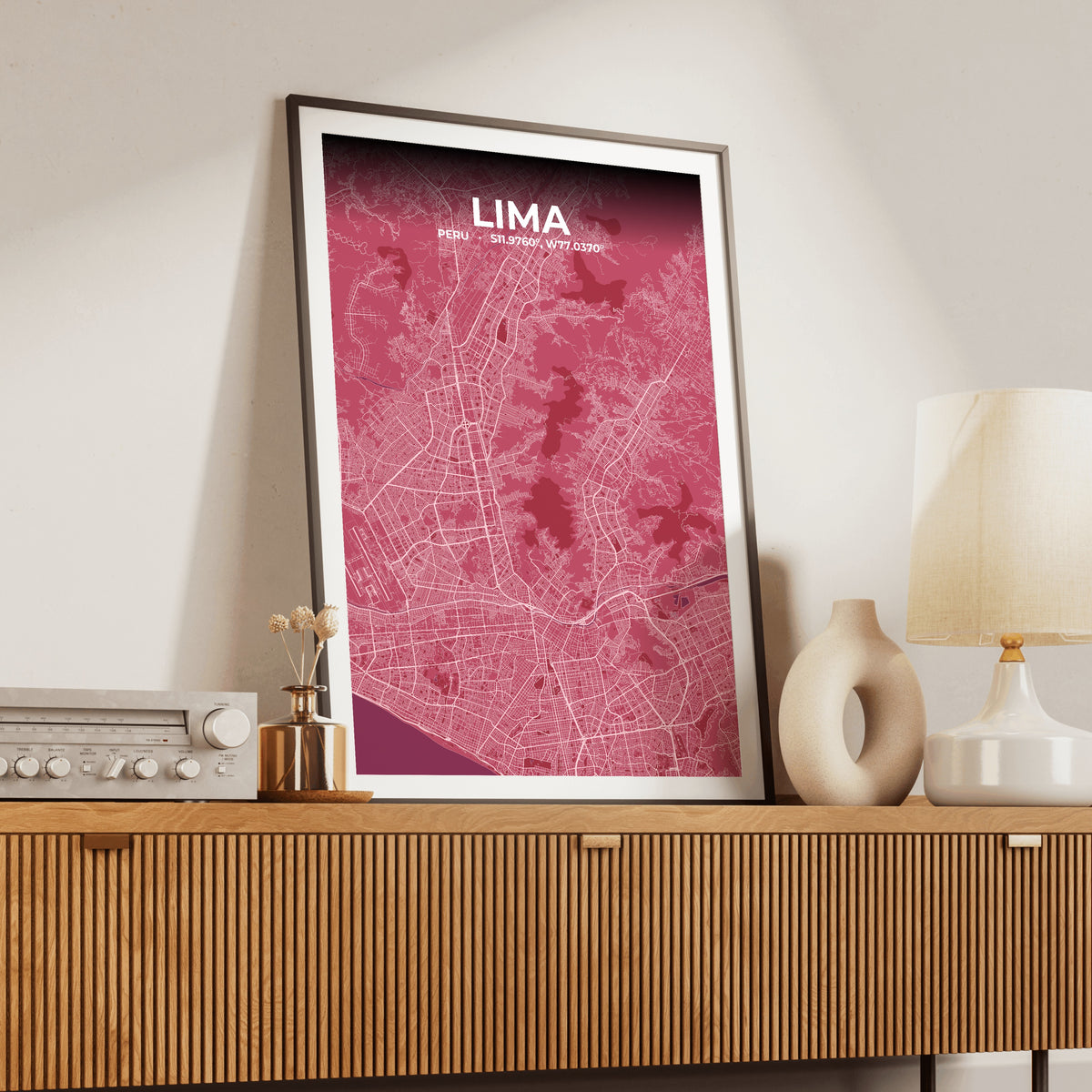 Lima Scarlet Map Poster