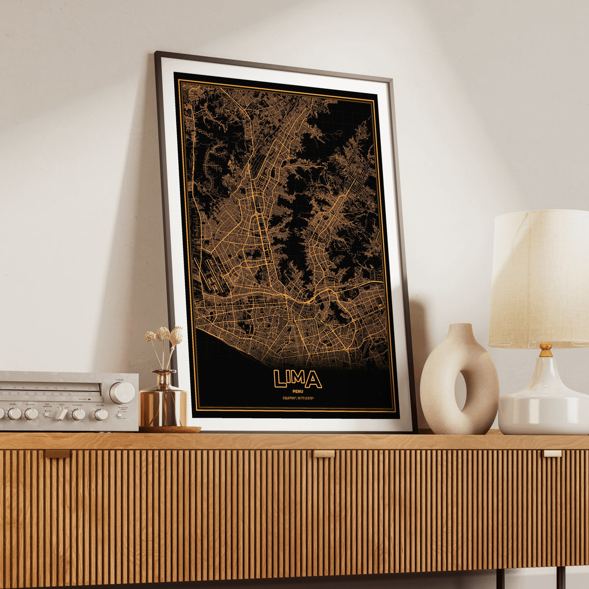 Lima Phosphor Map Poster - Amber CRT