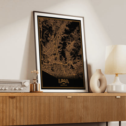 Lima Phosphor Map Poster - Amber CRT