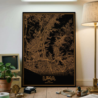 Lima Phosphor Map Poster - Amber CRT