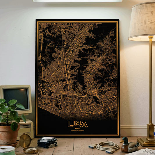Lima Phosphor Map Poster - Amber CRT