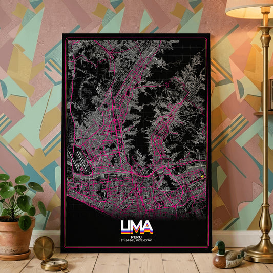 Lima Retro Map Poster