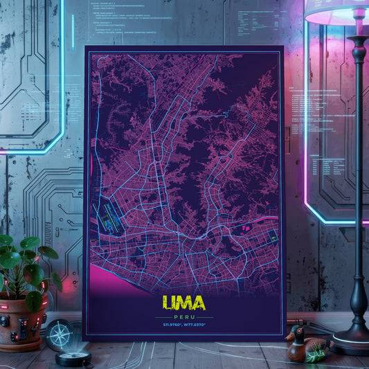 Lima Cyberpunk Map Poster