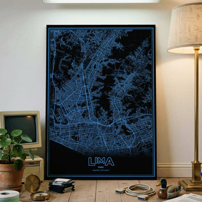 Lima Phosphor Map Poster - IBM Blue