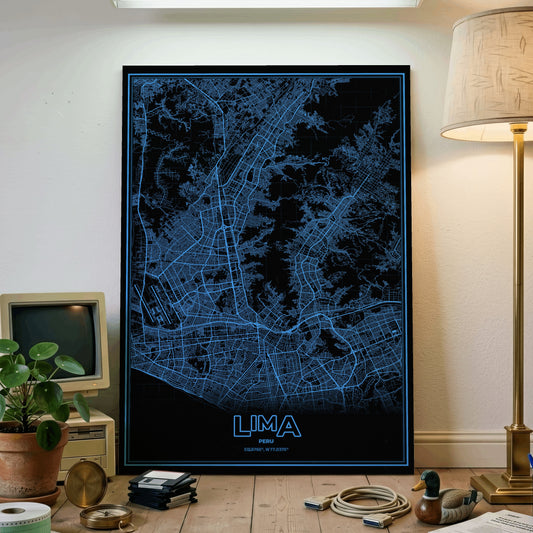 Lima Phosphor Map Poster - IBM Blue