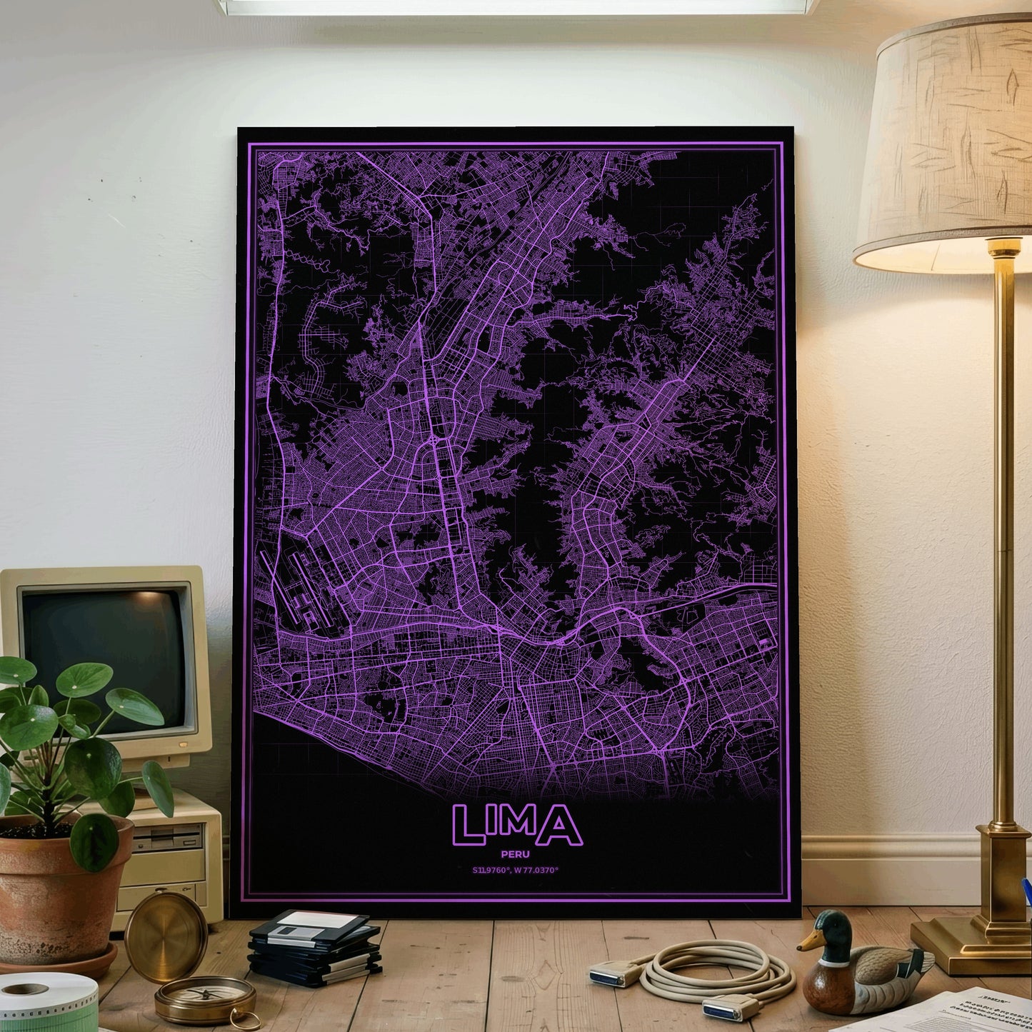 Lima Phosphor Map Poster - EGA Violet