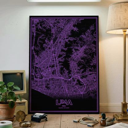 Lima Phosphor Map Poster - EGA Violet