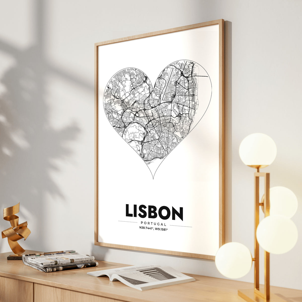 Lisbon Heart Map Poster