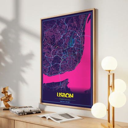 Lisbon Cyberpunk Map Poster