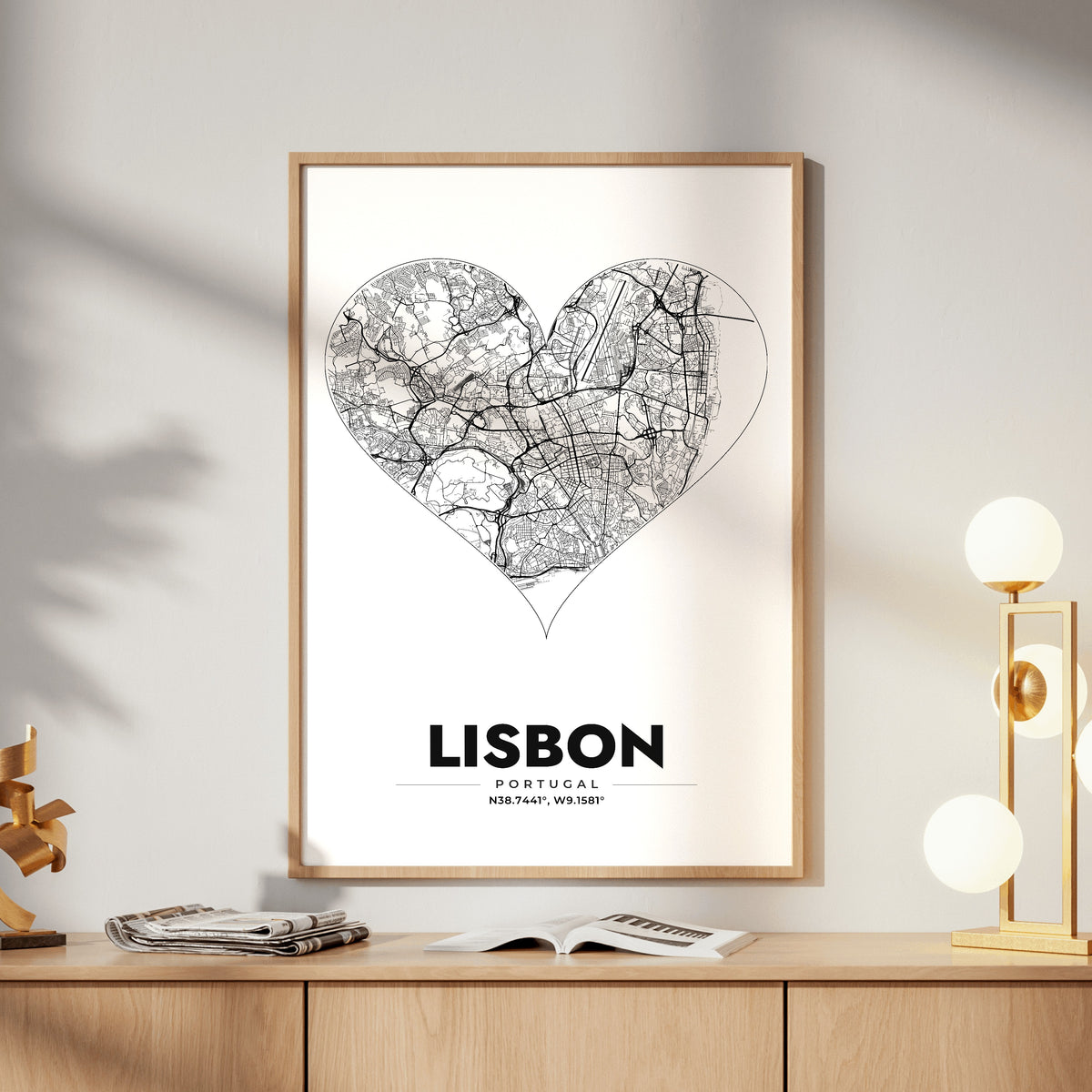 Lisbon Heart Map Poster