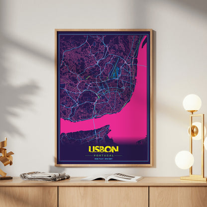 Lisbon Cyberpunk Map Poster