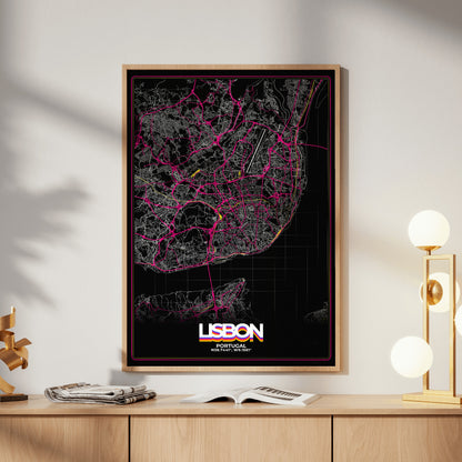 Lisbon Retro Map Poster