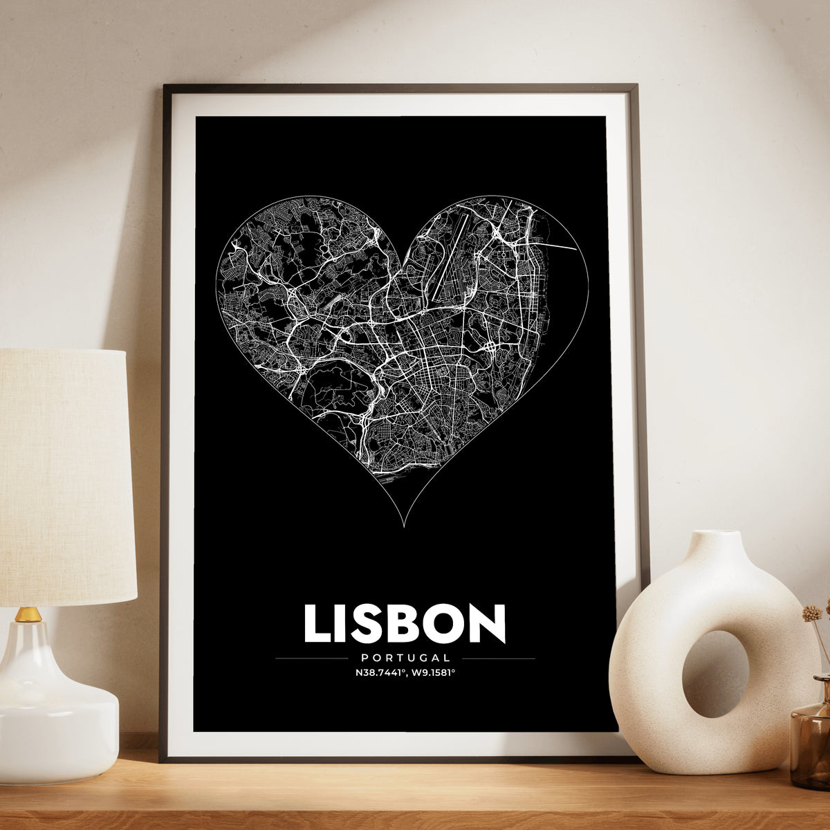 Lisbon Heart Map Poster