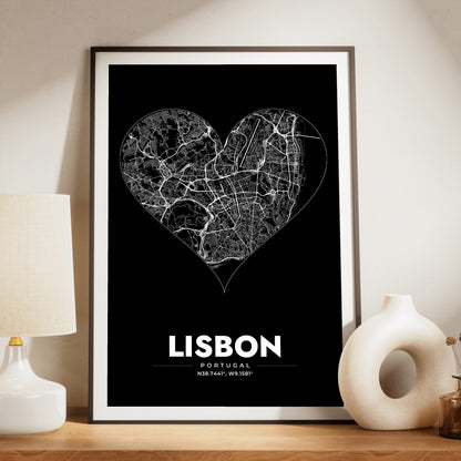 Lisbon Heart Map Poster