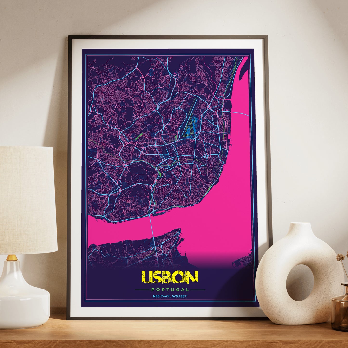 Lisbon Cyberpunk Map Poster