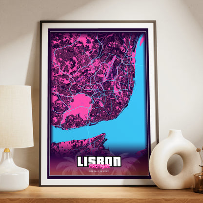 Lisbon GTA Map Poster