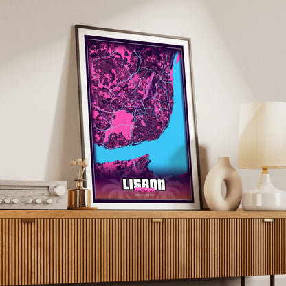 Lisbon GTA Map Poster