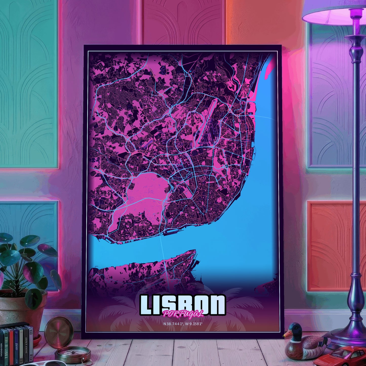Lisbon GTA Map Poster