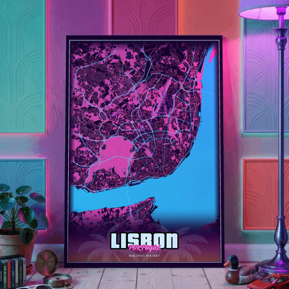 Lisbon GTA Map Poster