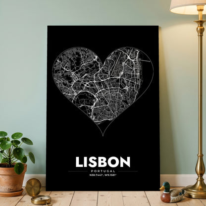 Lisbon Heart Map Poster