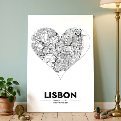 Lisbon Heart Map Poster
