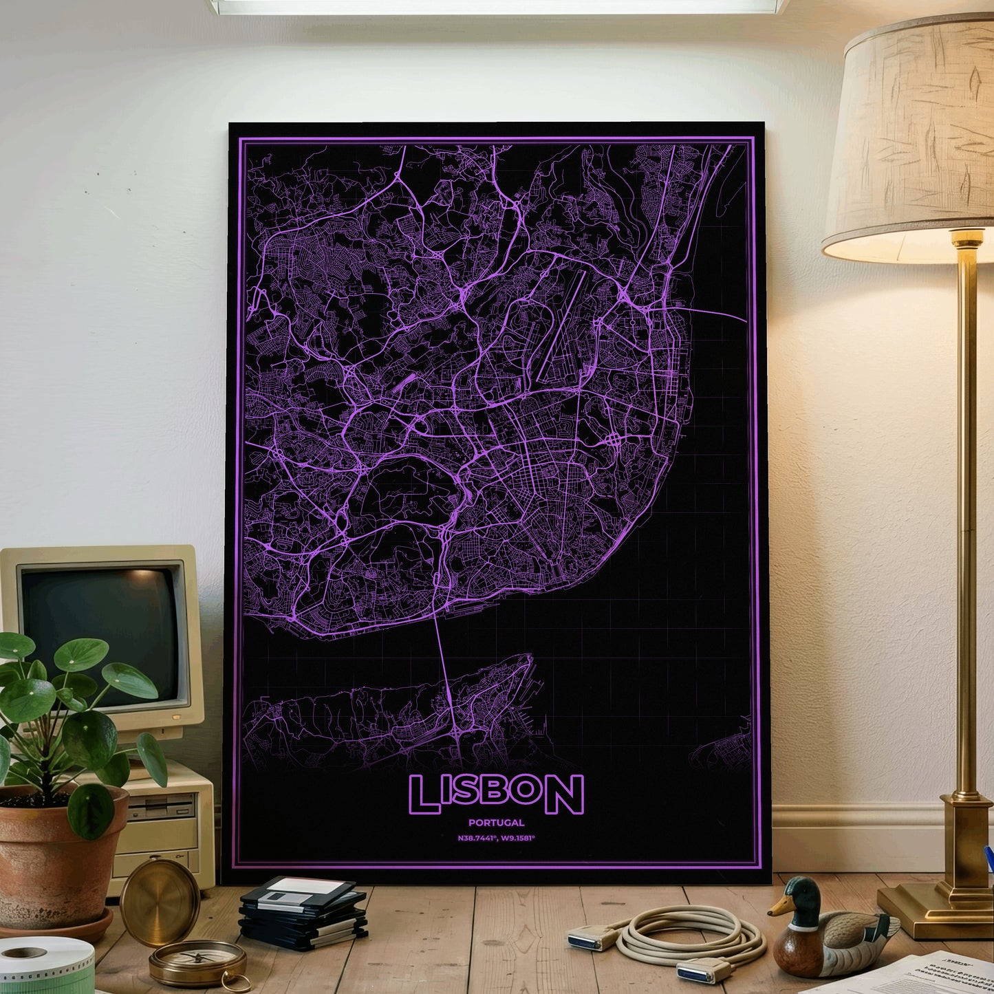 Lisbon Phosphor Map Poster - EGA Violet