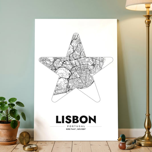 Lisbon Star Map Poster