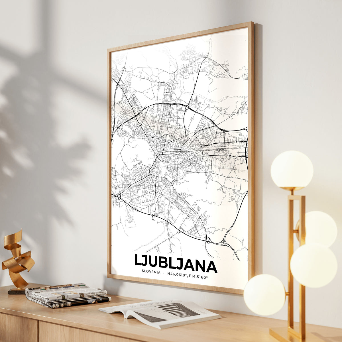 Ljubljana Elegant Map Poster