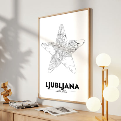 Ljubljana Star Map Poster
