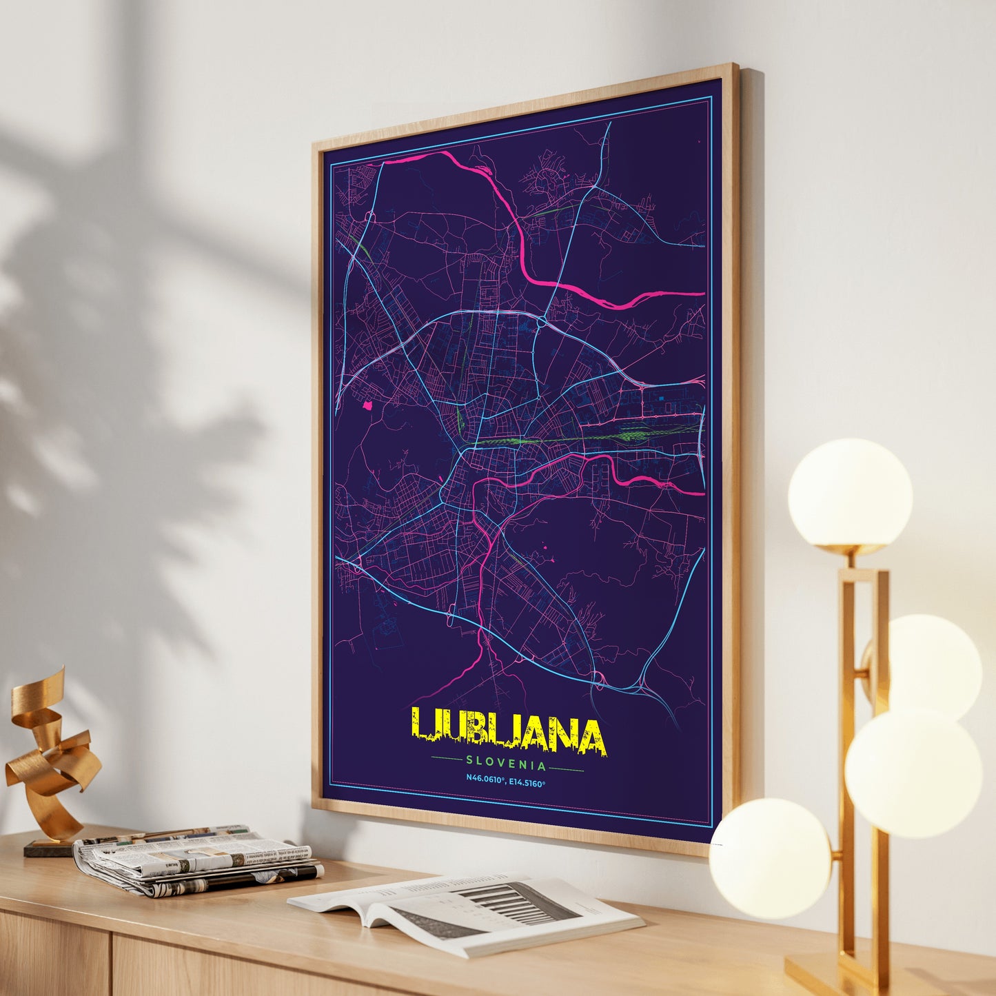 Ljubljana Cyberpunk Map Poster