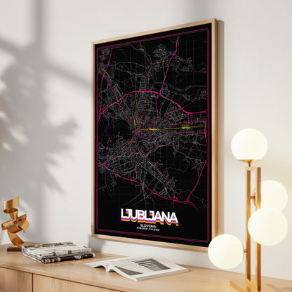Ljubljana Retro Map Poster