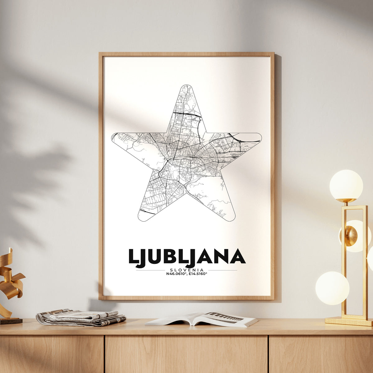 Ljubljana Star Map Poster