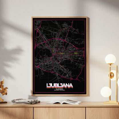 Ljubljana Retro Map Poster