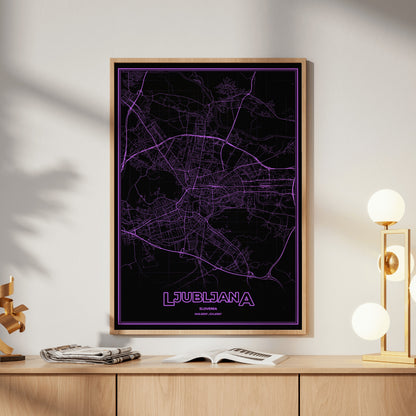 Ljubljana Phosphor Map Poster - EGA Violet