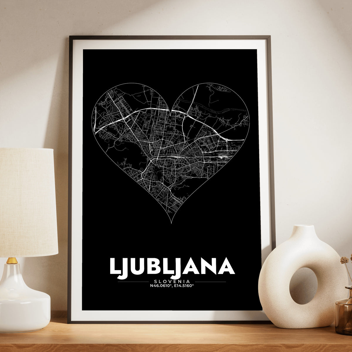 Ljubljana Heart Map Poster
