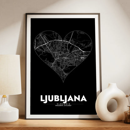 Ljubljana Heart Map Poster