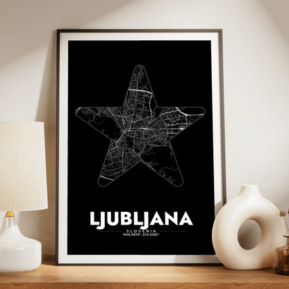 Ljubljana Star Map Poster