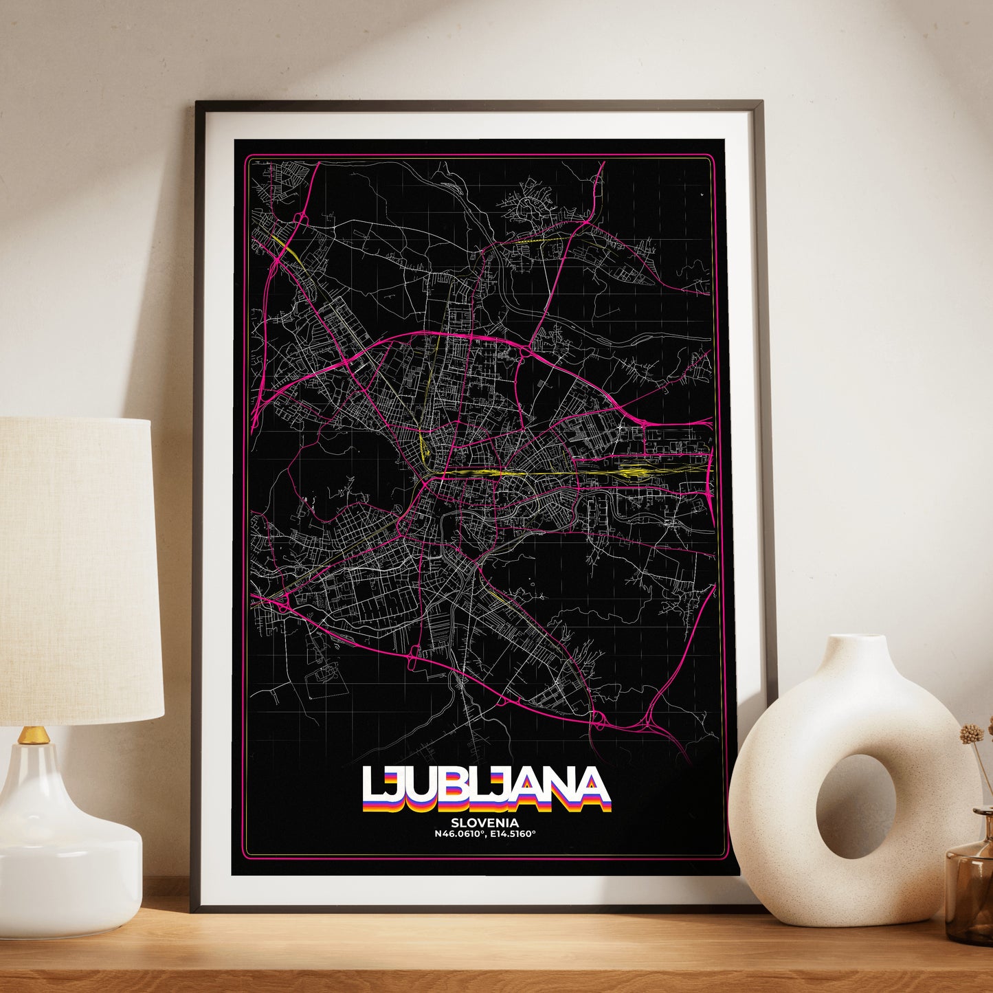 Ljubljana Retro Map Poster