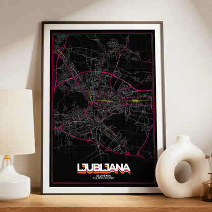 Ljubljana Retro Map Poster
