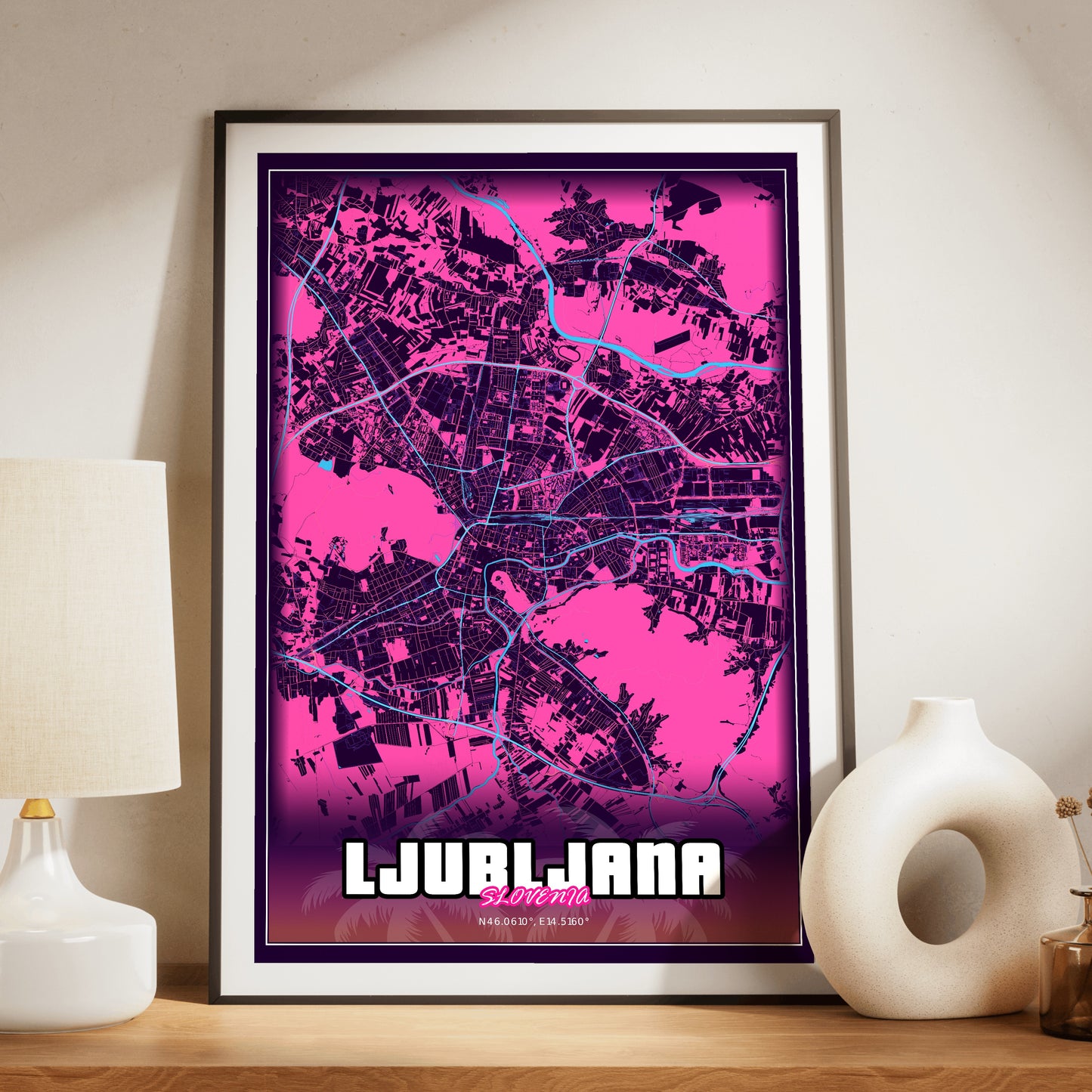 Ljubljana GTA Map Poster