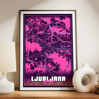 Ljubljana GTA Map Poster