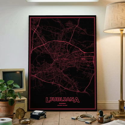 Ljubljana Phosphor Map Poster - System Alert