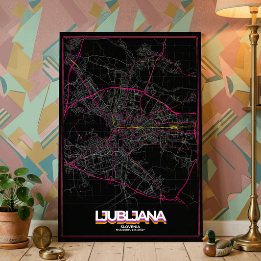 Ljubljana Retro Map Poster